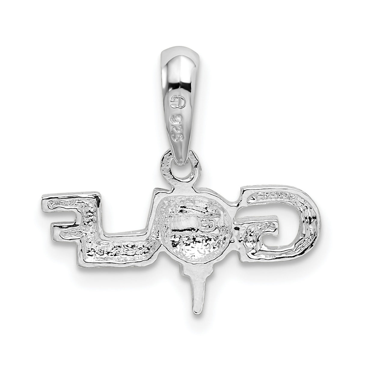 Sterling Silver Golf Pendant with Golf Ball on Tee and Club, Unisex Sports Jewelry