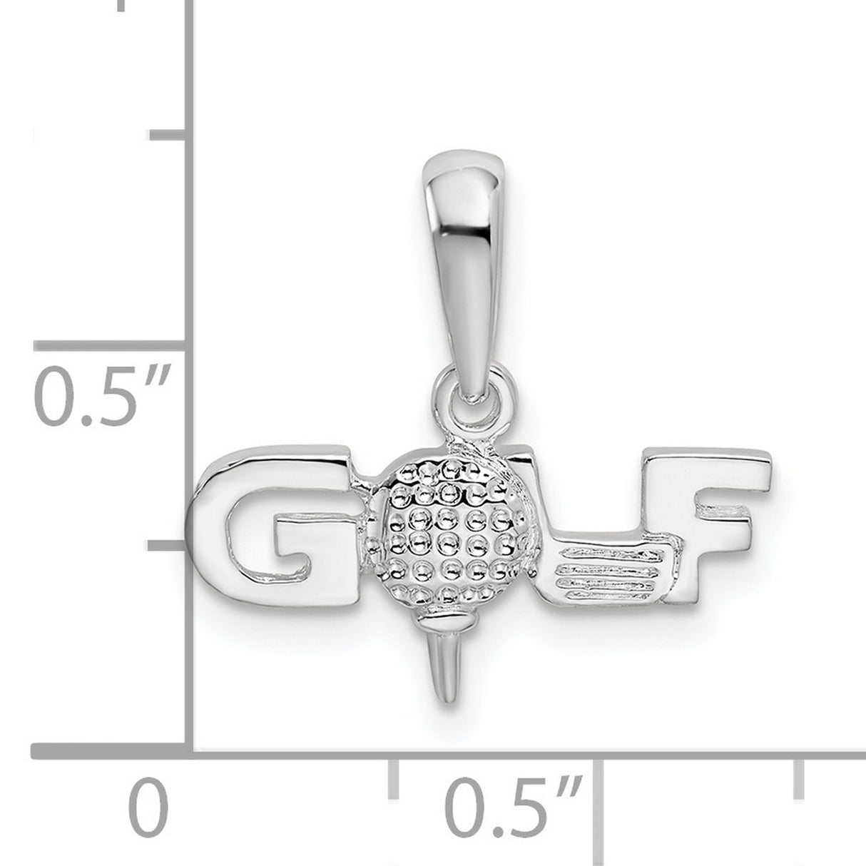 Sterling Silver Golf Pendant with Golf Ball on Tee and Club, Unisex Sports Jewelry