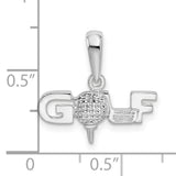 Sterling Silver Golf Pendant with Golf Ball on Tee and Club, Unisex Sports Jewelry
