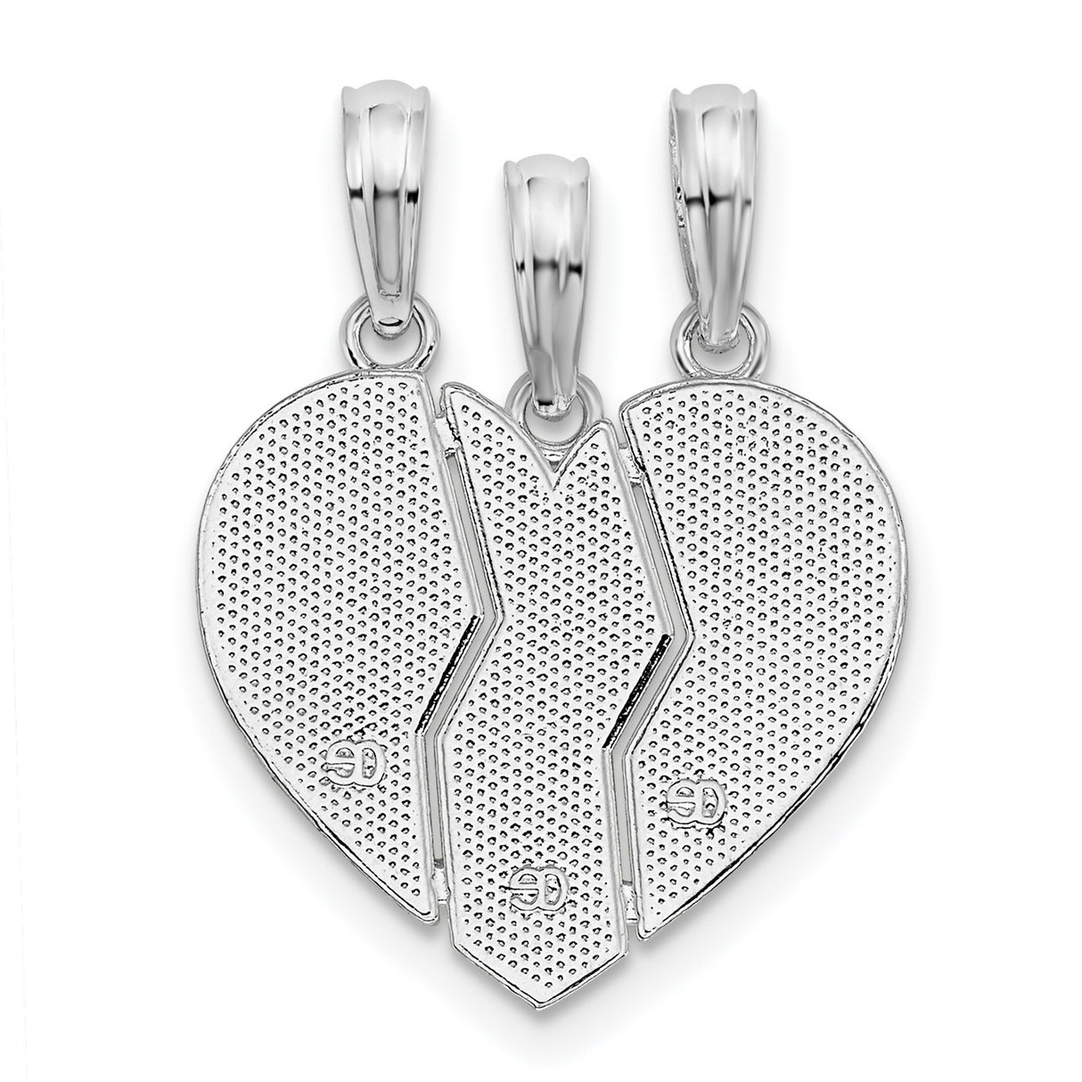 Textured Big Sis Mom Lil Sis Break Apart Charm Pendant in Real 925 Sterling Silver