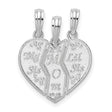 Textured Big Sis Mom Lil Sis Break Apart Charm Pendant in Real 925 Sterling Silver