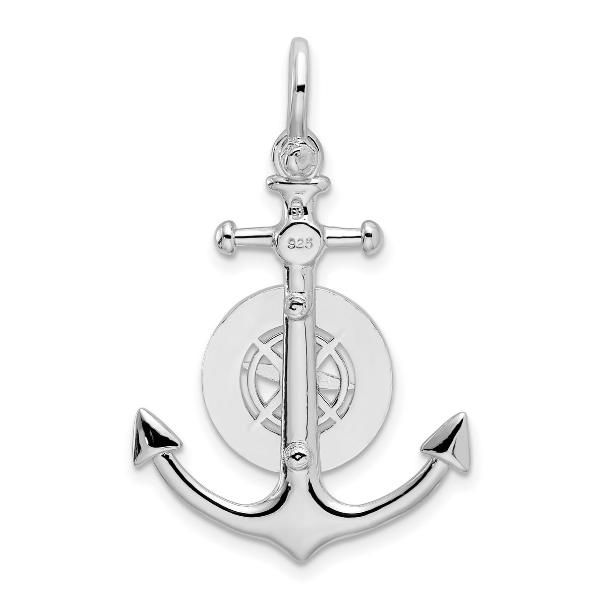 Sterling Silver Compass Pendant with Anchor Design, Nautical Theme for Men and Women