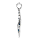 Polished Enameled Sailfish Charm Pendant in Real 925 Sterling Silver