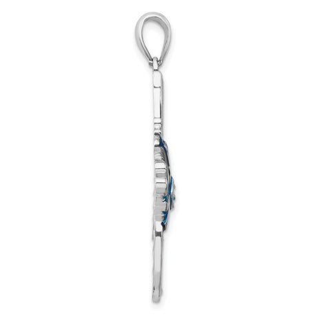 Sterling Silver Fish Pendant with Blue Enamel, Tropical Angelfish Ocean Jewelry for Women