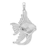 Sterling Silver Fish Pendant with Blue Enamel, Tropical Angelfish Ocean Jewelry for Women