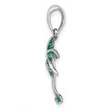 Sterling Silver Palm Tree Pendant with Green Enamel, Tropical Beach Theme Jewelry