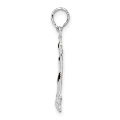 Sterling Silver Lighthouse Pendant with Black and White Enamel, Nautical Theme for Women or Unisex
