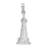 Sterling Silver Lighthouse Pendant with Black and White Enamel, Nautical Theme for Women or Unisex