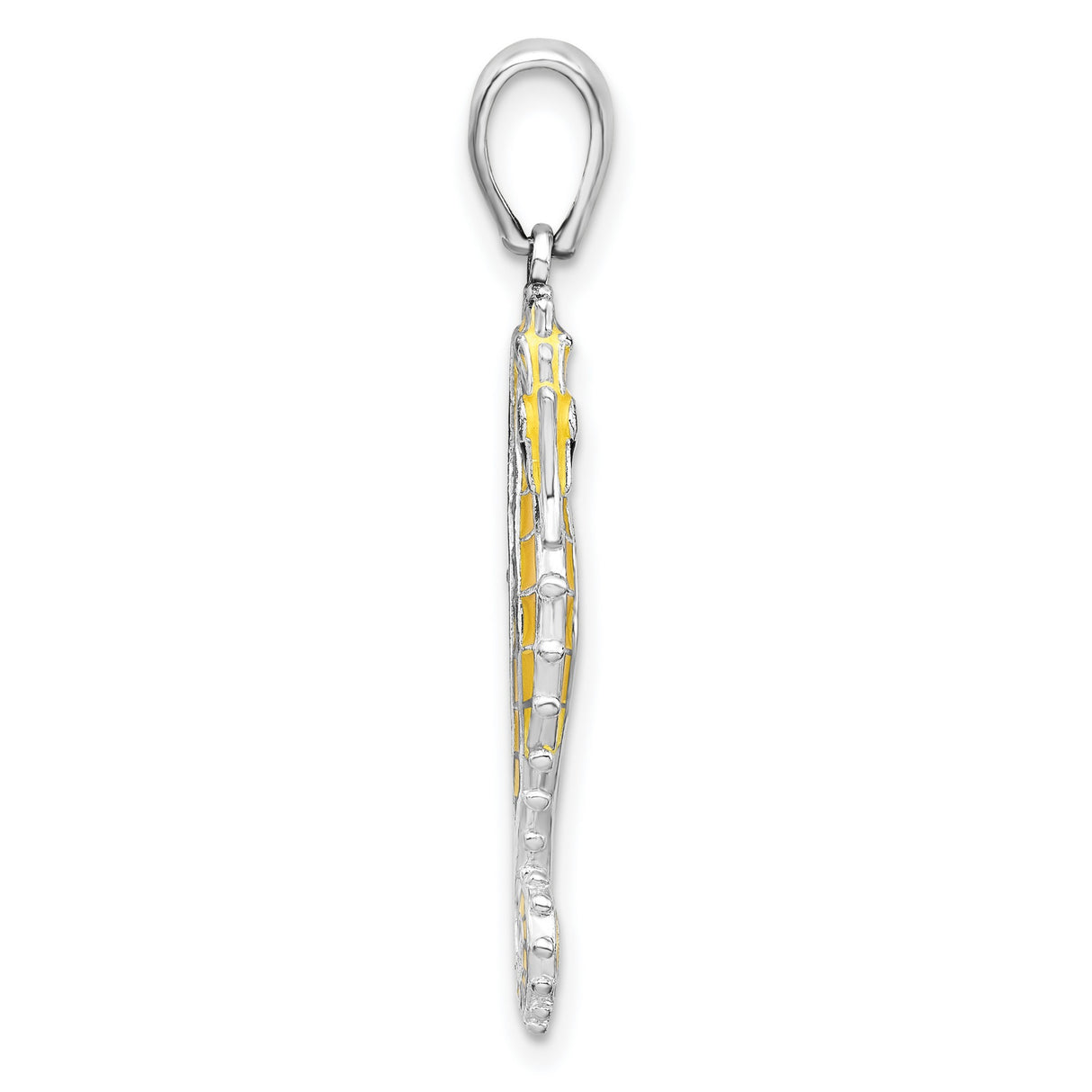 Sterling Silver Seahorse Pendant with Yellow Enamel, Nautical Ocean Theme for Women