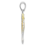 Sterling Silver Seahorse Pendant with Yellow Enamel, Nautical Ocean Theme for Women