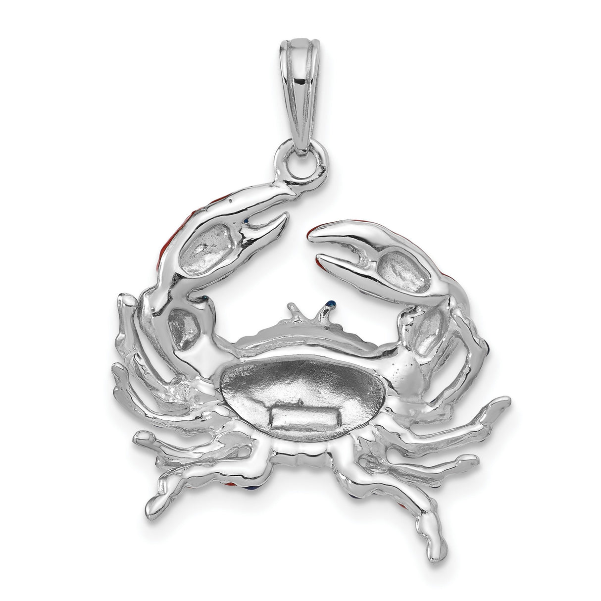 Sterling Silver Crab Pendant with Red and Blue Enamel, Nautical Cancer Zodiac Charm