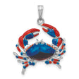 Sterling Silver Crab Pendant with Red and Blue Enamel, Nautical Cancer Zodiac Charm