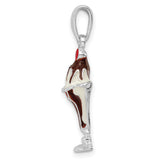 Sterling Silver Ice Cream Sundae Pendant with Chocolate Enamel and Cherry Detail