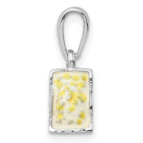 Sterling Silver Popcorn Bucket Charm Pendant with Red and White Enamel, Movie Snack Theme