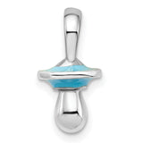 Sterling Silver Pacifier Pendant with Light Blue Enamel Detailing, Baby Boy Charm Keepsake Jewelry