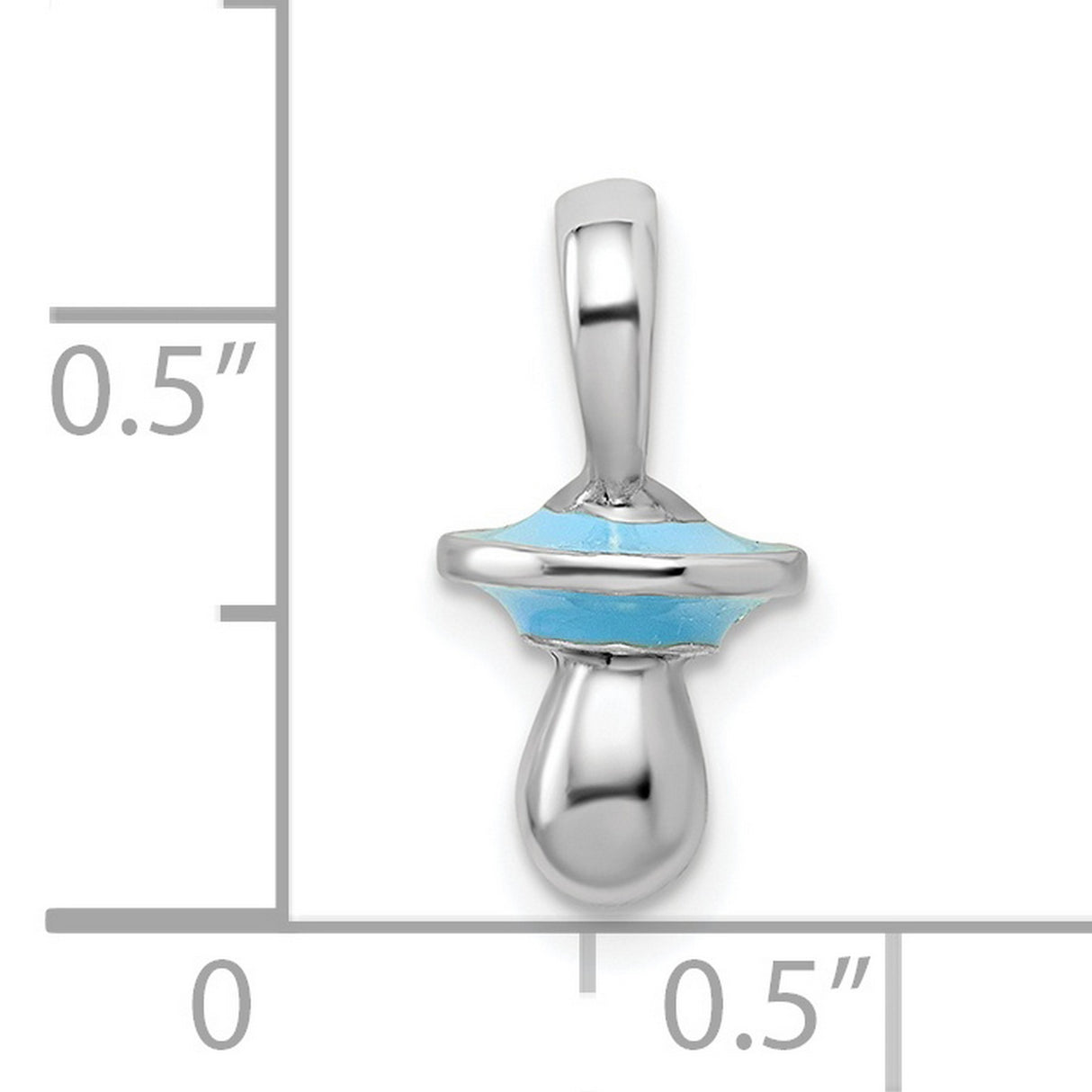 Sterling Silver Pacifier Pendant with Light Blue Enamel Detailing, Baby Boy Charm Keepsake Jewelry