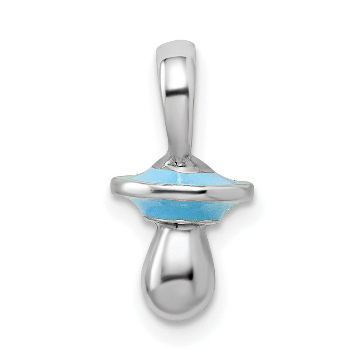 Sterling Silver Pacifier Pendant with Light Blue Enamel Detailing, Baby Boy Charm Keepsake Jewelry