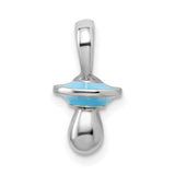 Sterling Silver Pacifier Pendant with Light Blue Enamel Detailing, Baby Boy Charm Keepsake Jewelry