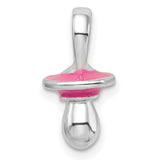 Sterling Silver Pacifier Pendant with Pink Enamel, Motherhood Symbol Keepsake for Women