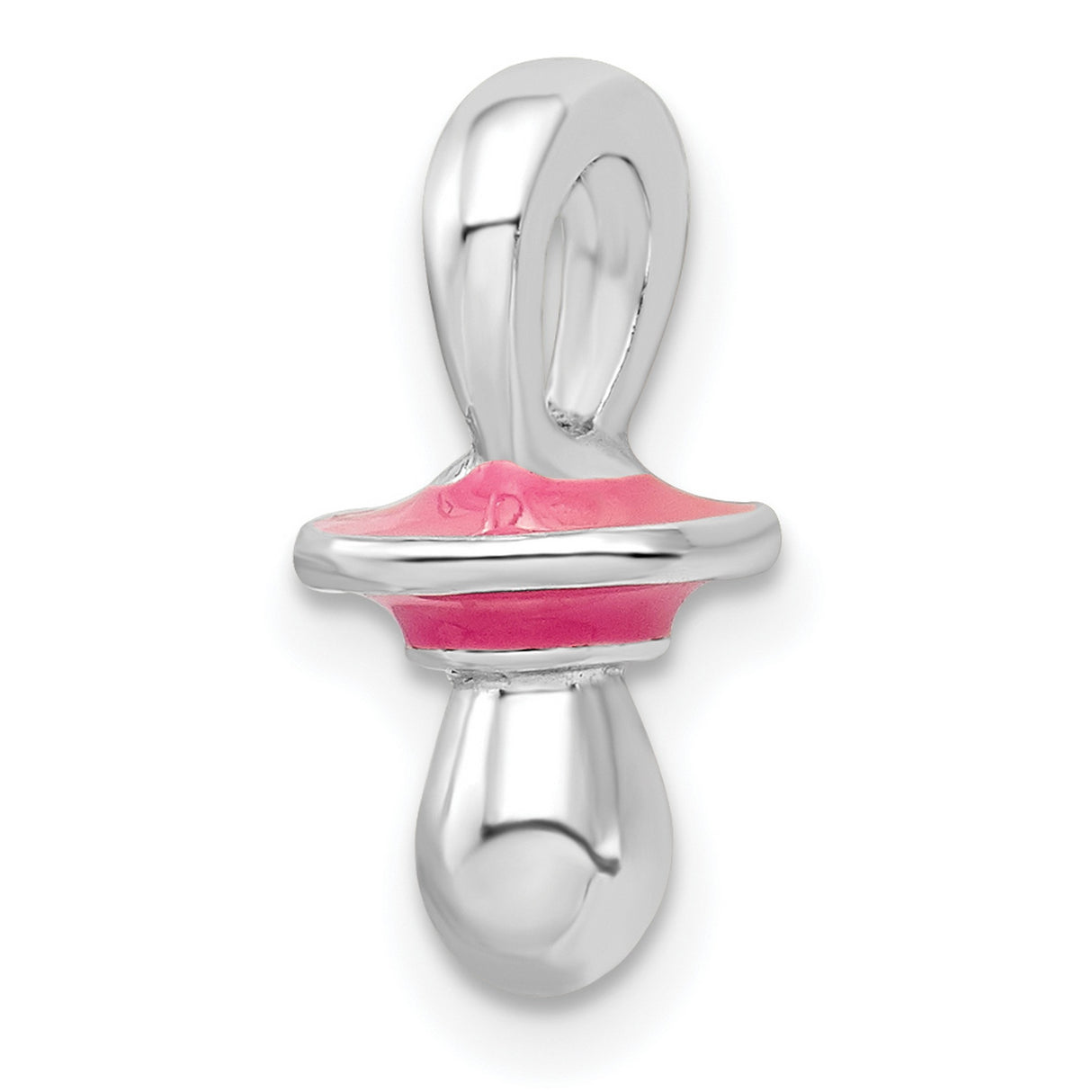 Sterling Silver Pacifier Pendant with Pink Enamel, Motherhood Symbol Keepsake for Women
