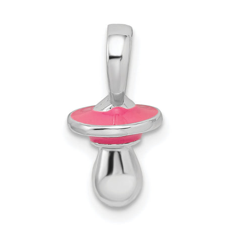 Sterling Silver Pacifier Pendant with Pink Enamel, Motherhood Symbol Keepsake for Women