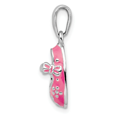Sterling Silver Pendant with 3D Pink Baby Shoe and Flower Accent, Maternity Keepsake Jewelry