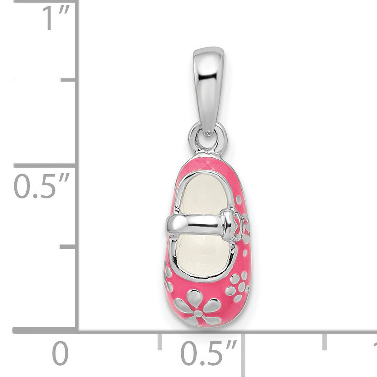 Sterling Silver Pendant with 3D Pink Baby Shoe and Flower Accent, Maternity Keepsake Jewelry