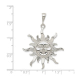 Sterling Silver Sun Face Pendant with Radiant Rays, Boho Celestial Medallion Design