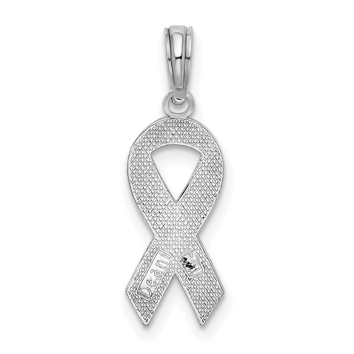 Sterling Silver Pink Ribbon Pendant with Enamel Detailing, Breast Cancer Awareness Jewelry for Women