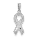 Sterling Silver Pink Ribbon Pendant with Enamel Detailing, Breast Cancer Awareness Jewelry for Women