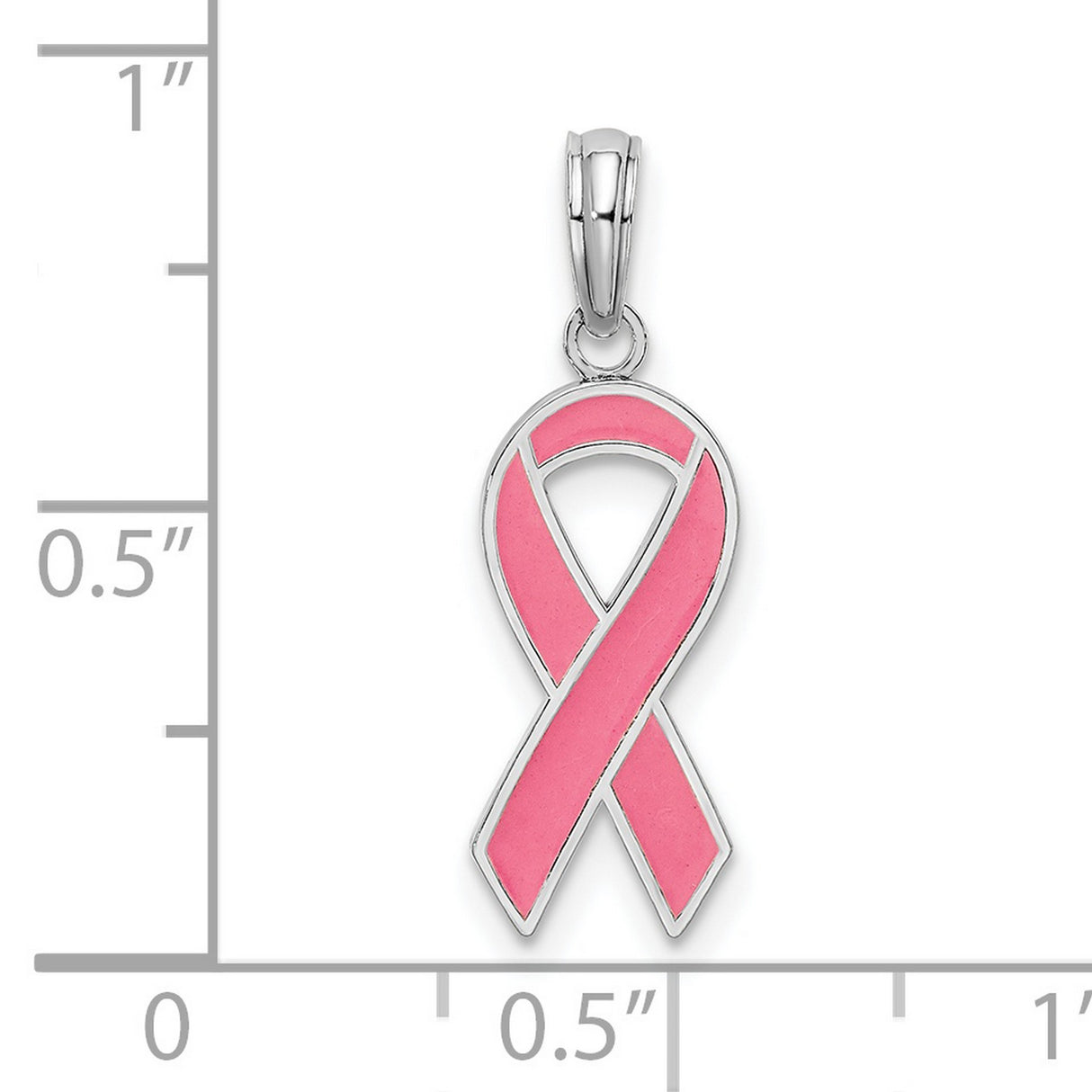 Sterling Silver Pink Ribbon Pendant with Enamel Detailing, Breast Cancer Awareness Jewelry for Women