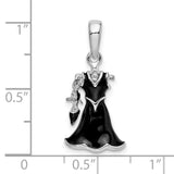 Sterling Silver Graduation Pendant with Black Enamel Gown and Dangling Cap Charm