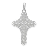 Sterling Silver Cross Pendant with Blue Marquise Inlay and Filigree Detail