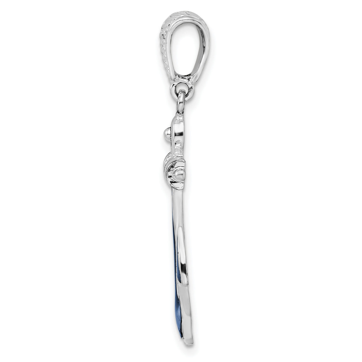 Sterling Silver Anchor Pendant with Navy Blue Enamel and Red White Accents, Nautical Theme Charm