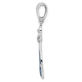 Sterling Silver Anchor Pendant with Navy Blue Enamel and Red White Accents, Nautical Theme Charm