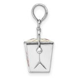 Sterling Silver Chinese Takeout Pendant with Red Enamel, Movable Pagoda Charm, Quirky Asian Theme