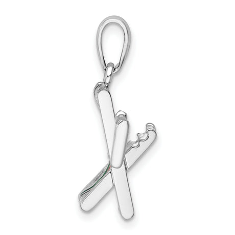 Sterling Silver Beach Chair Pendant with Striped Enamel, Nautical Coastal Charm