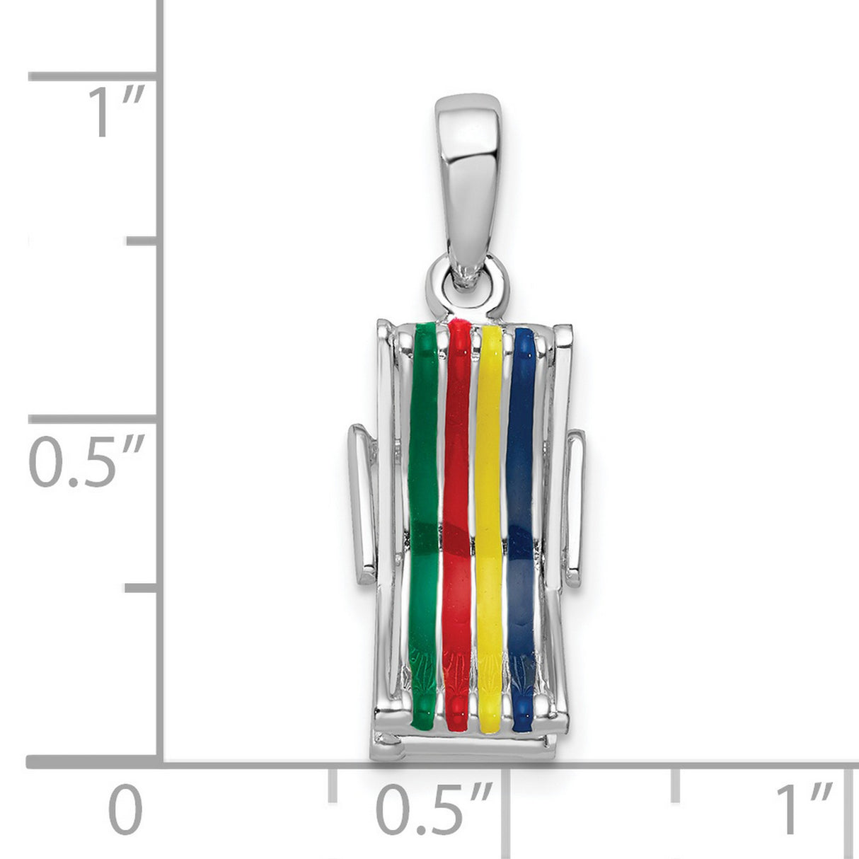 Sterling Silver Beach Chair Pendant with Striped Enamel, Nautical Coastal Charm