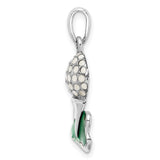 Sterling Silver Golf Pendant with Enameled Green Base and Red Flag Design
