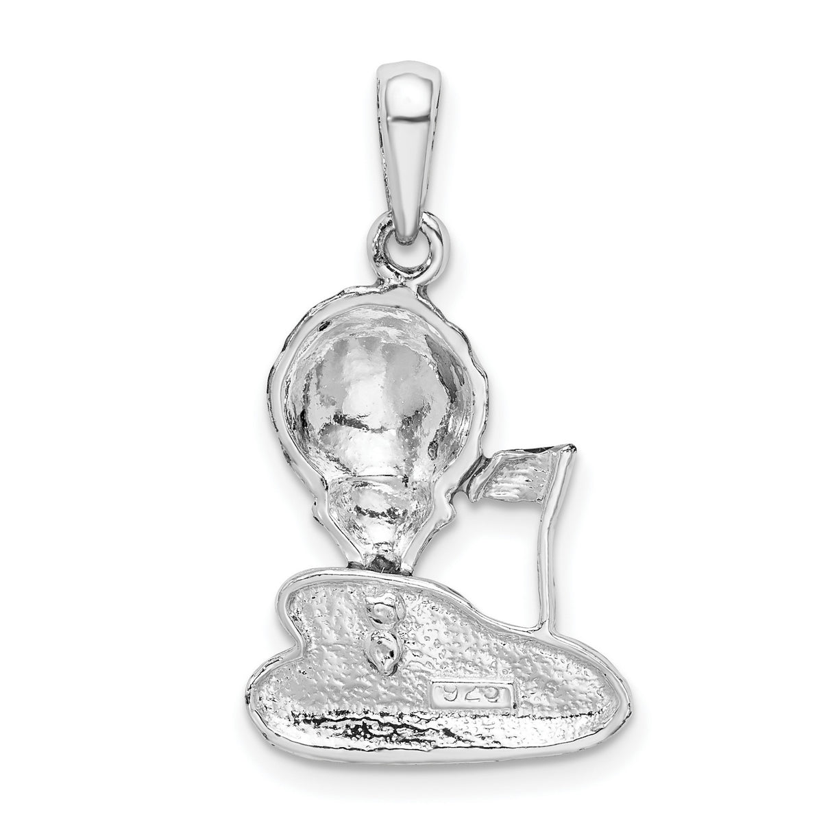 Sterling Silver Golf Pendant with Enameled Green Base and Red Flag Design
