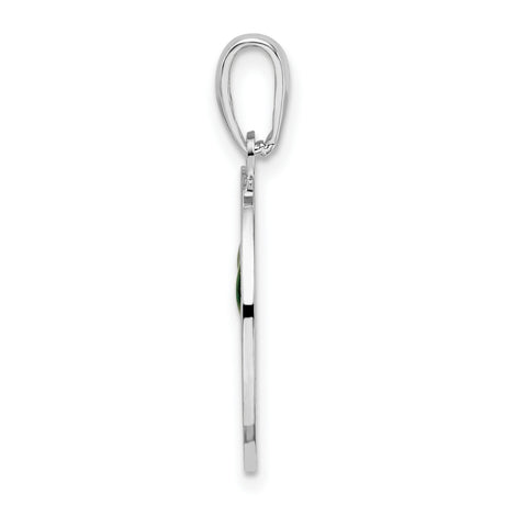 Sterling Silver Cherry Pendant with Red Enamel and Green Leaf, Traverse City Souvenir Charm
