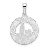 Sterling Silver Wine Bottle Pendant with Glasses, Traverse City Michigan Charm