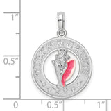 Sterling Silver Conch Pendant with Pink Enamel, Caribbean Ocean Nautical Jewelry for Women