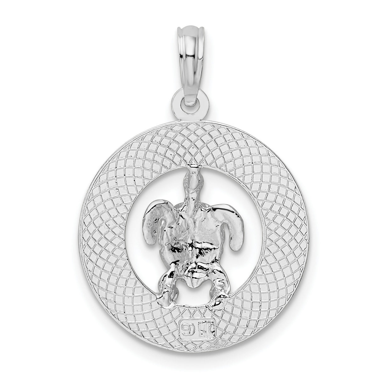 Sterling Silver Turtle Pendant with Green Enamel, Ocean Wave Charm, Nautical Jewelry