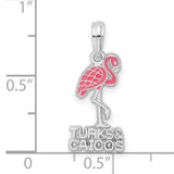Sterling Silver Flamingo Pendant with Pink Enamel, Tropical Beach Vacation Jewelry