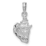Sterling Silver Conch Pendant with Pink and White Enamel, Ocean-Inspired Shell Design