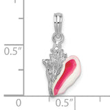 Sterling Silver Conch Pendant with Pink and White Enamel, Ocean-Inspired Shell Design