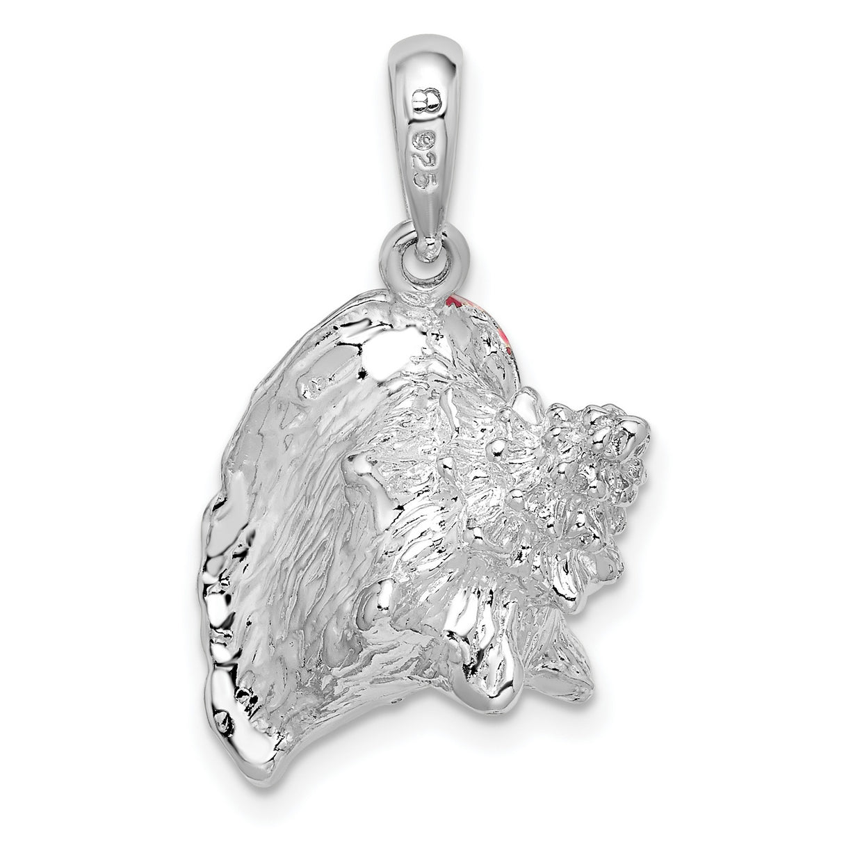 Sterling Silver Conch Shell Pendant with Pink Enamel, Nautical Beach Life Design for Women