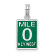 Sterling Silver Travel Pendant with Green Enamel Mile 0 Key West Road Sign