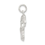 Sterling Silver Pendant with Crescent Moon Face and Star, Celestial Lunar Design